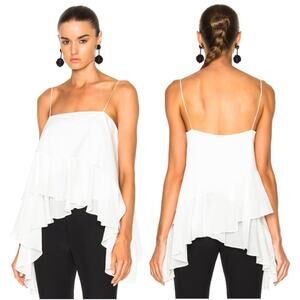 5a7 Cinq à Sept Cadence Asymmetric Blouse Top with ruffles White Women's Size XS